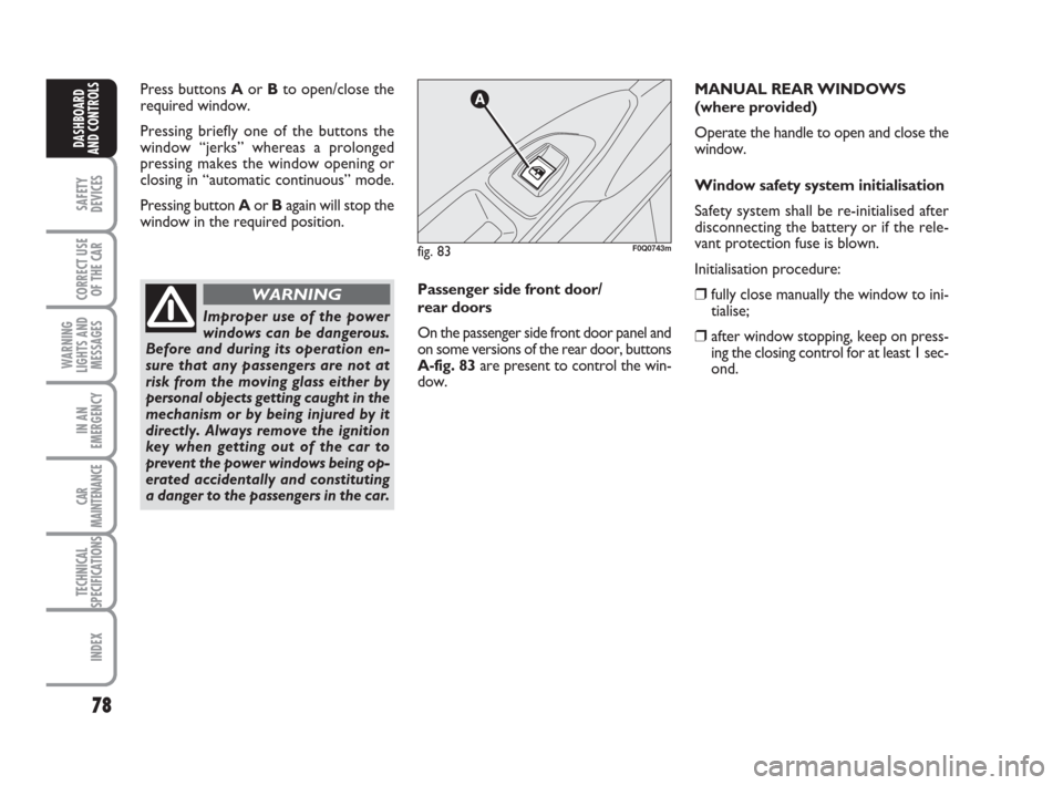 Dashboard FIAT BRAVO 2008 2.G Manual PDF (246 Pages)