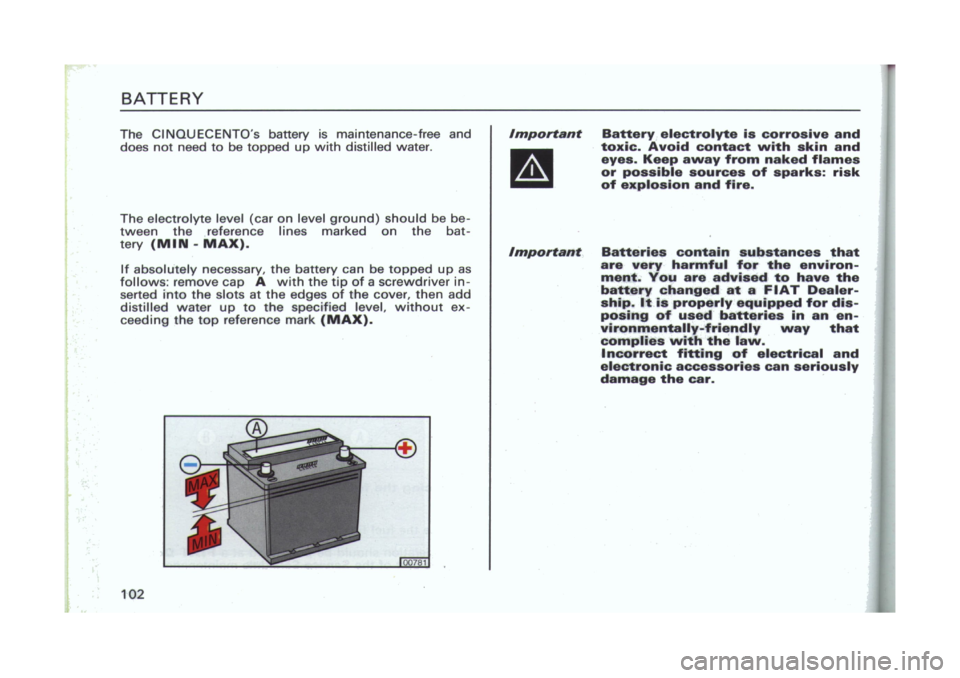 FIAT CINQUECENTO 1995 1.G Owners Manual 