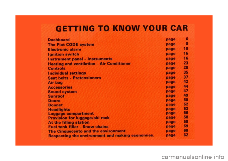 FIAT CINQUECENTO 1995 1.G Owners Manual 