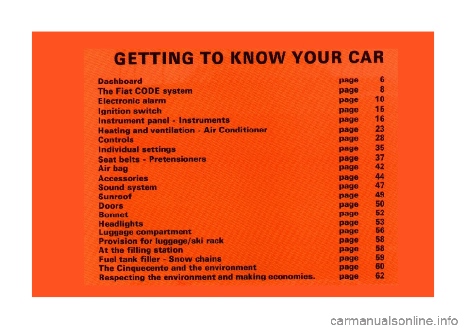 FIAT CINQUECENTO 1995 1.G Owners Manual FIAT CINQUECENTO 1995 1.G Owners Manual