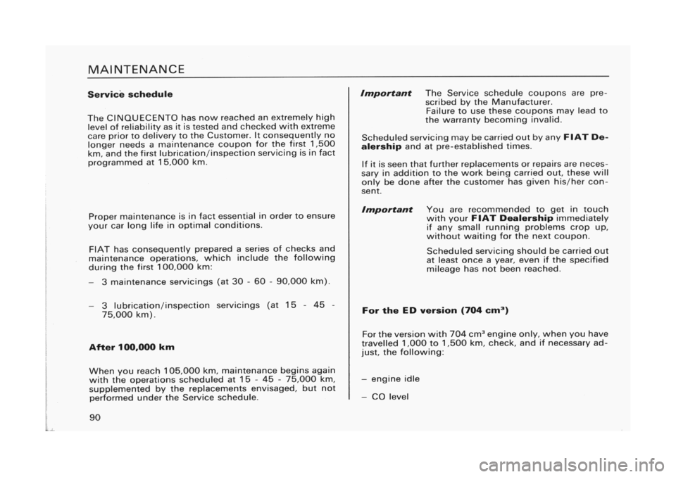 FIAT CINQUECENTO 1995 1.G Owners Manual FIAT CINQUECENTO 1995 1.G Owners Manual