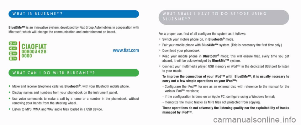 FIAT CROMA 2008 2.G Blue And Me User Manual 