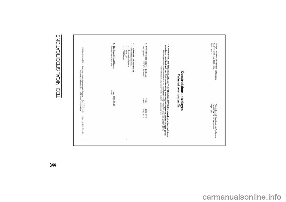 FIAT DUCATO 2014 3.G Owners Manual 344
TECHNICAL SPECIFICATIONS 