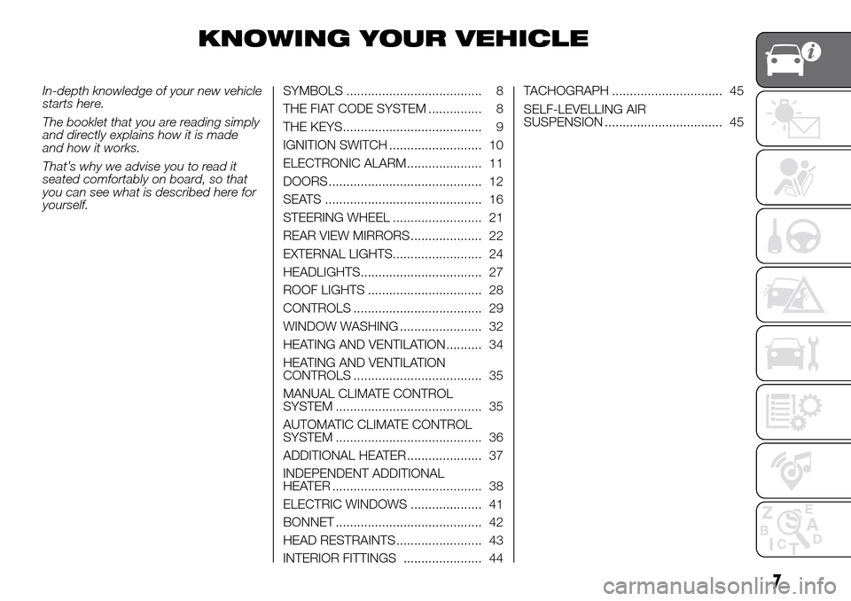 FIAT DUCATO 2016 3.G Owners Manual KNOWING YOUR VEHICLE
In-depth knowledge of your new vehicle
starts here.
The booklet that you are reading simply
and directly explains how it is made
and how it works.
That’s why we advise you to re