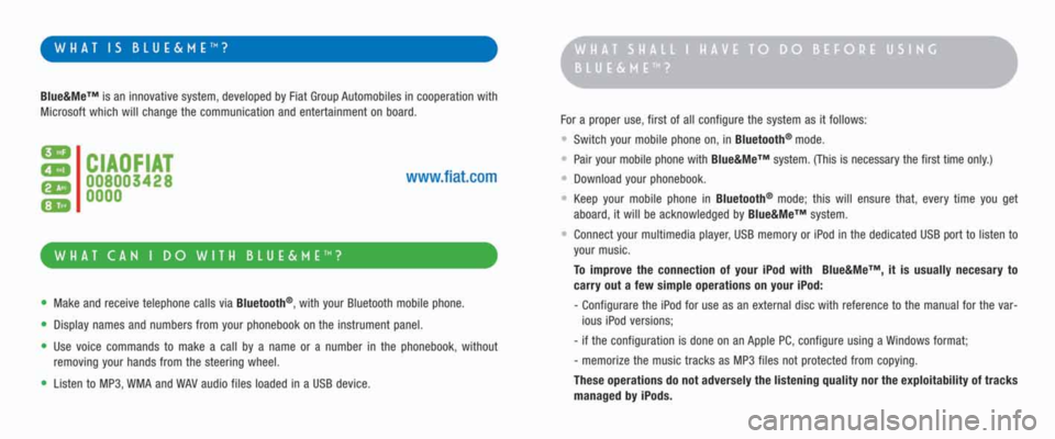 FIAT DUCATO 250 2008 3.G Blue And Me User Manual FIAT DUCATO 250 2008 3.G Blue And Me User Manual