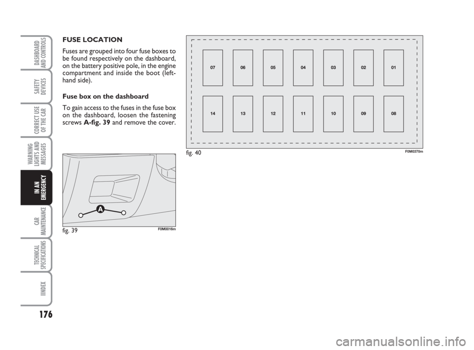 fuse box FIAT GRANDE PUNTO 2007 199 / 1.G Owners Manual