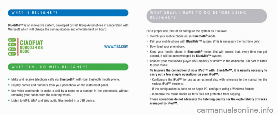 FIAT IDEA 2008 1.G Blue And Me User Manual FIAT IDEA 2008 1.G Blue And Me User Manual