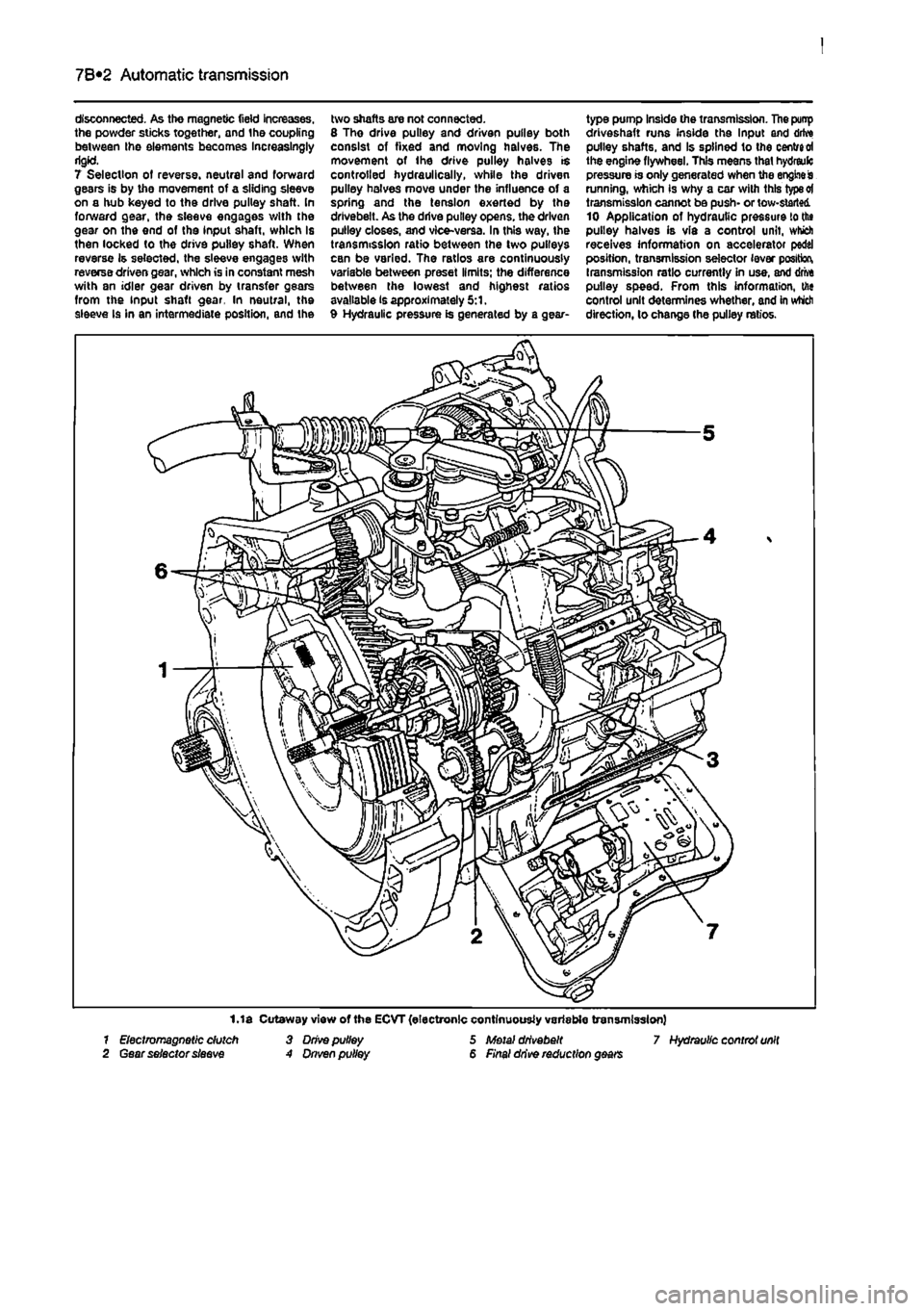 FIAT PUNTO 1995 176 / 1.G Workshop Manual 
7B*2 Automatic transmission 
disconnected. As the magnetic field increases, the powder sticks together, and the coupling between Ihe elements becomes Increasingly rigid. 7 Selection of reverse, neutr