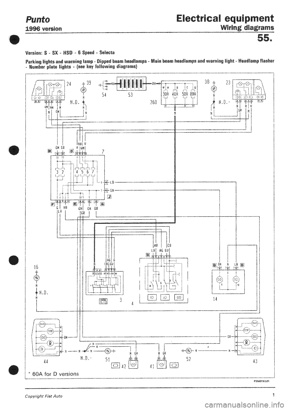 Fiat Punto 1997 176    1 G Wiring Diagrams Workshop Manual
