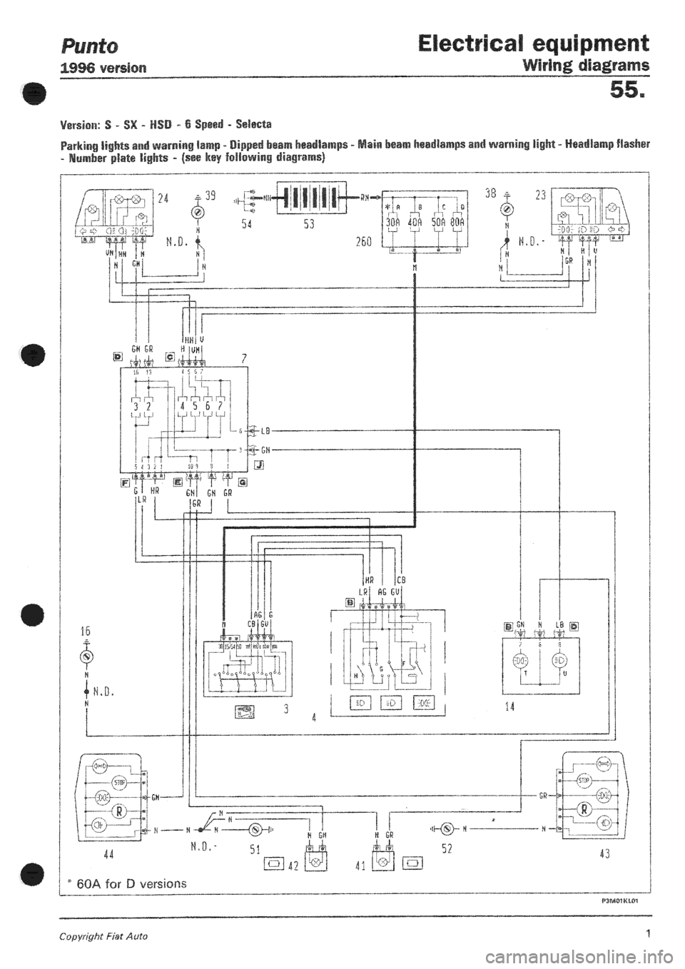 FIAT PUNTO 1997 176 / 1.G Wiring Diagrams Workshop Manual 