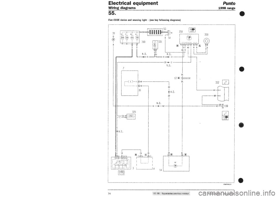 FIAT PUNTO 1998 176 / 1.G Wiring Diagrams Workshop Manual 