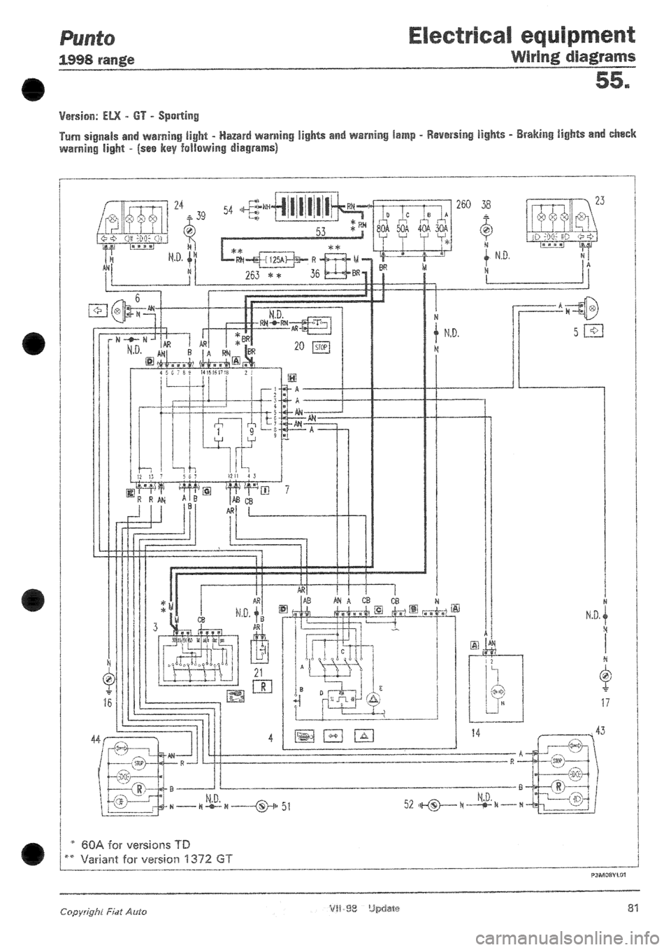 FIAT PUNTO 1998 176 / 1.G Wiring Diagrams User Guide 