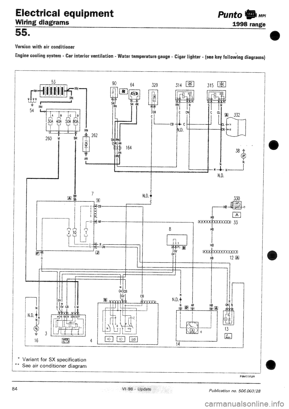 FIAT PUNTO 1998 176 / 1.G Wiring Diagrams User Guide 