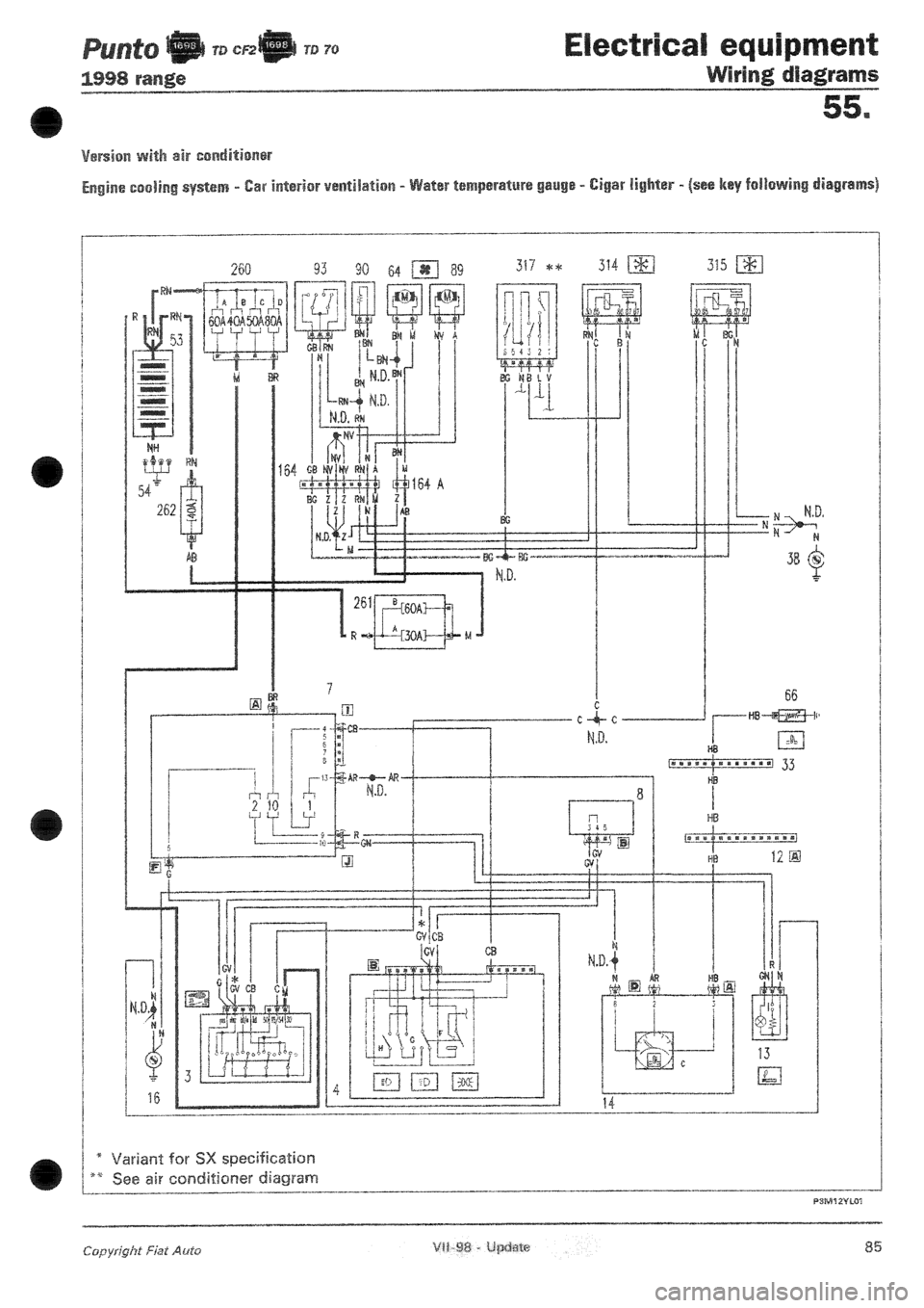 FIAT PUNTO 1998 176 / 1.G Wiring Diagrams User Guide 