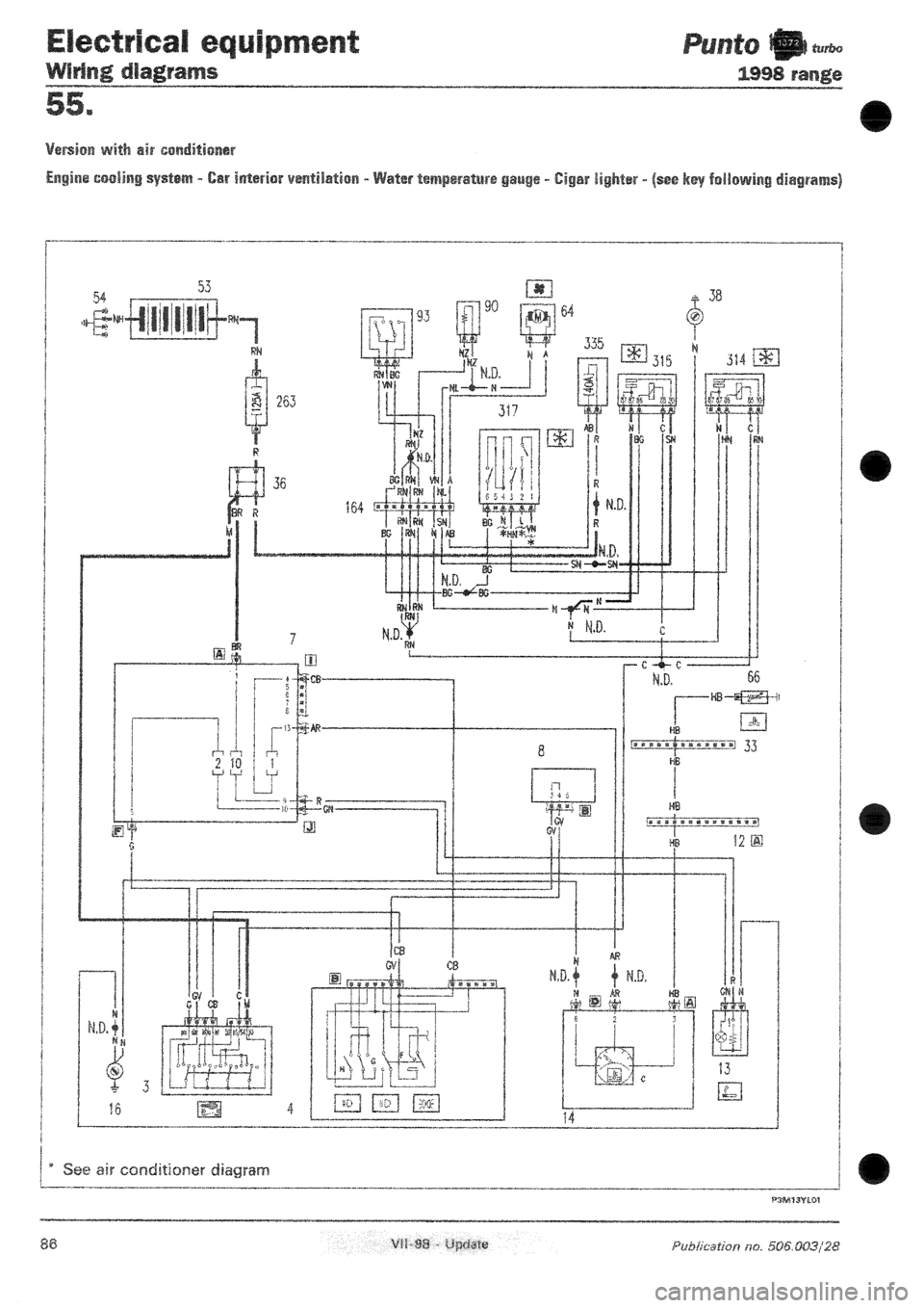 FIAT PUNTO 1998 176 / 1.G Wiring Diagrams User Guide 