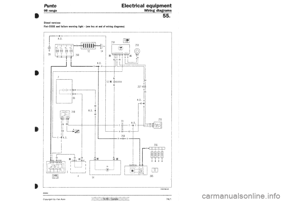 FIAT PUNTO 1998 176 / 1.G Wiring Diagrams Workshop Manual 