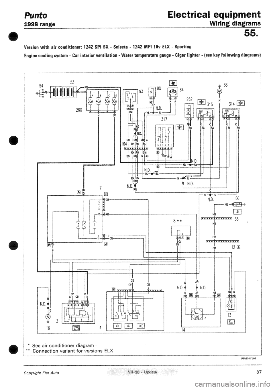 FIAT PUNTO 1998 176 / 1.G Wiring Diagrams Owners Manual 