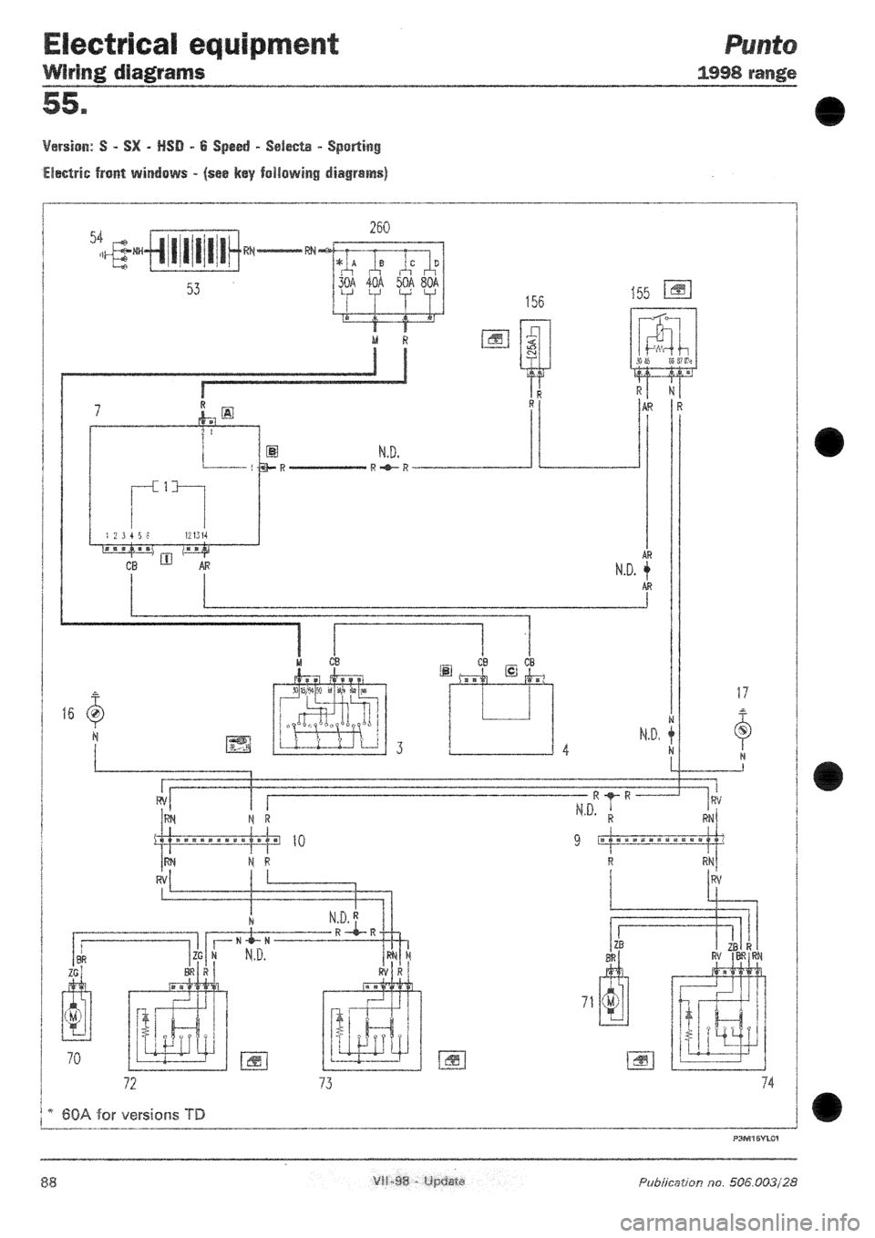FIAT PUNTO 1998 176 / 1.G Wiring Diagrams Owner's Manual (49 Pages)