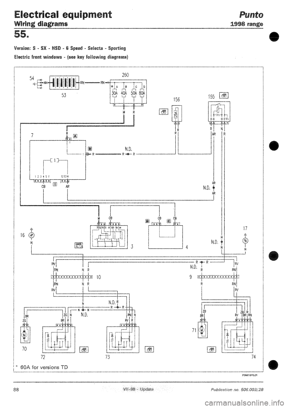 FIAT PUNTO 1998 176 / 1.G Wiring Diagrams Owners Manual 