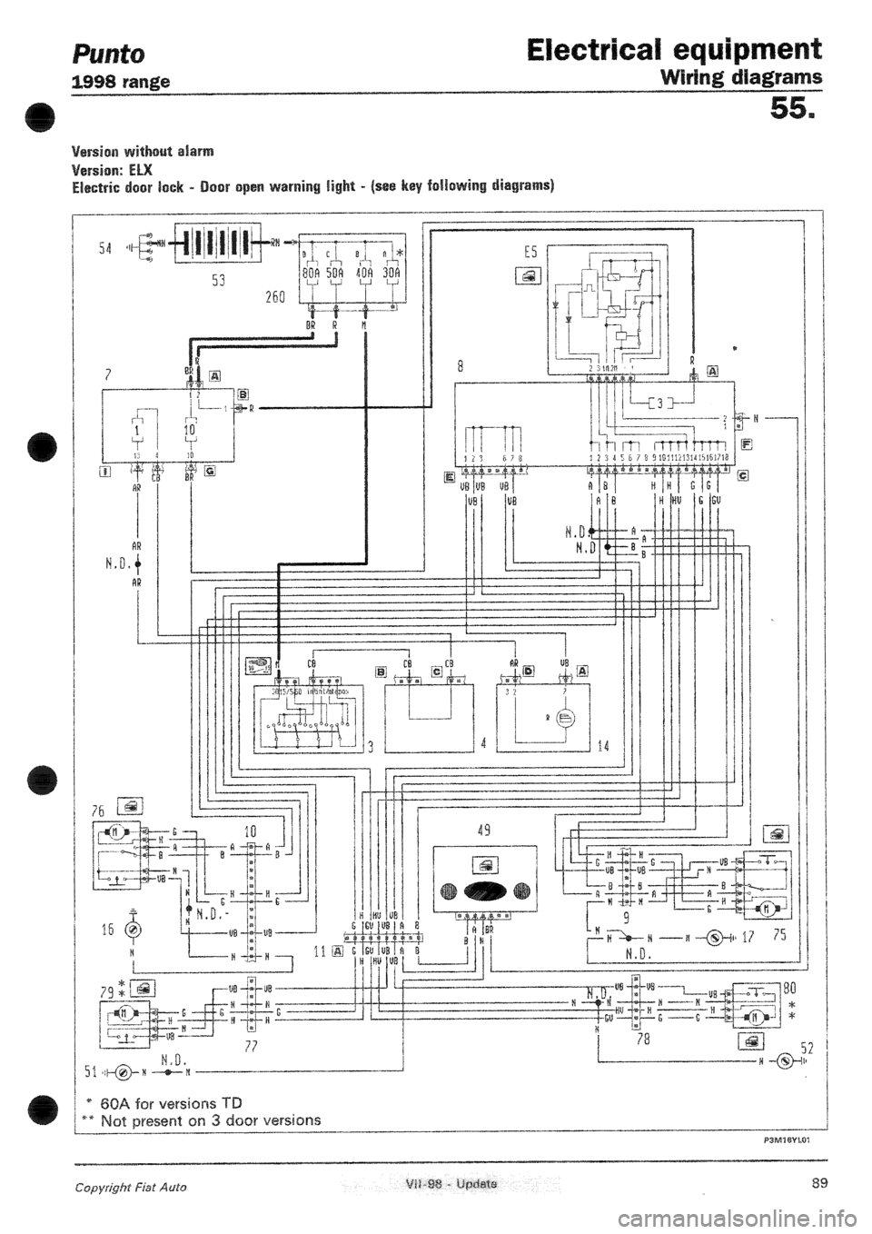 FIAT PUNTO 1998 176 / 1.G Wiring Diagrams Owners Manual 