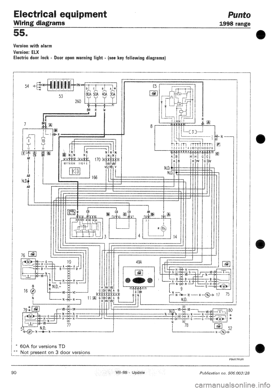 FIAT PUNTO 1998 176 / 1.G Wiring Diagrams Owners Manual 