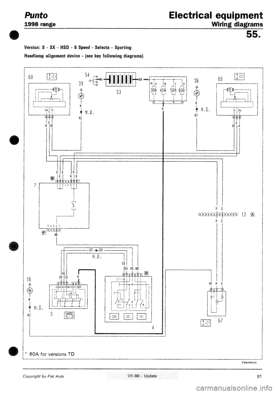 FIAT PUNTO 1998 176 / 1.G Wiring Diagrams Owners Manual 