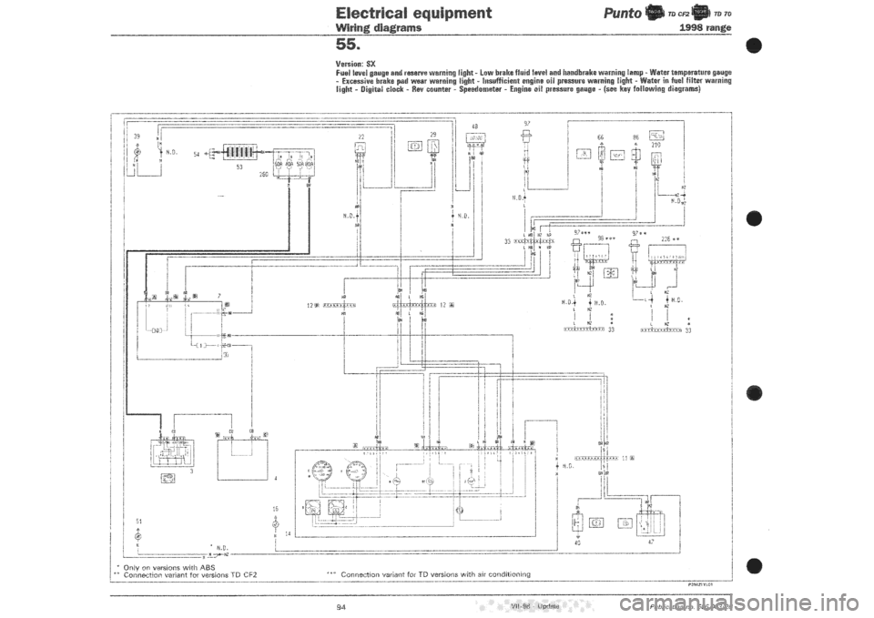 FIAT PUNTO 1998 176 / 1.G Wiring Diagrams Owners Manual 