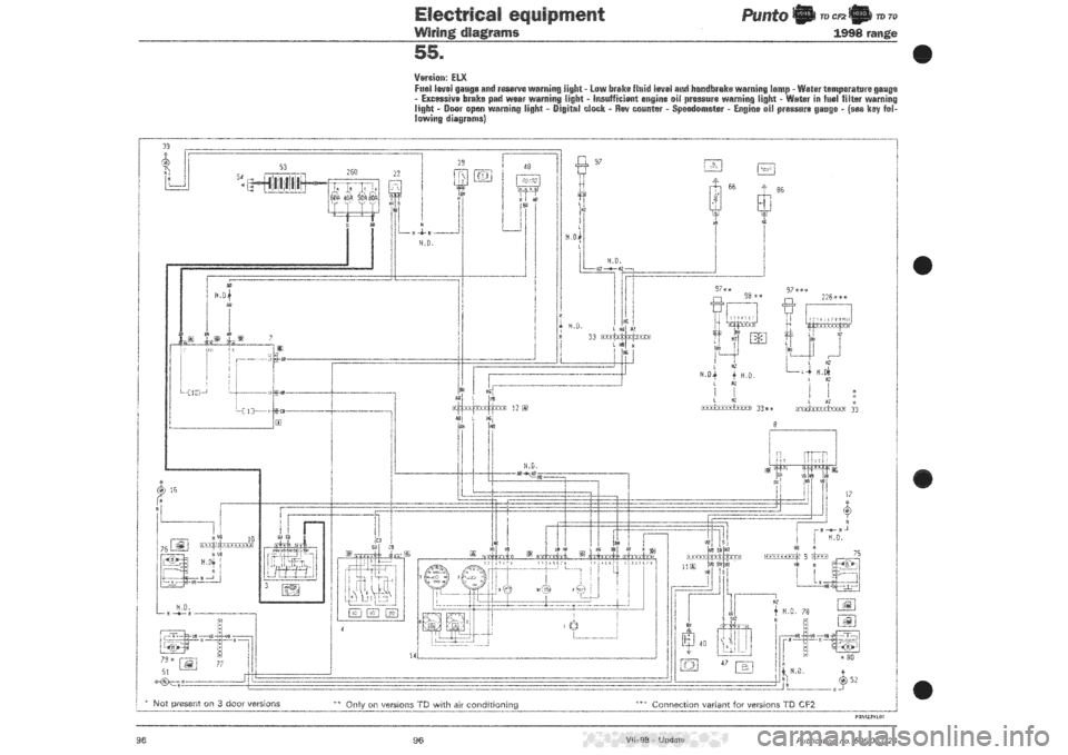FIAT PUNTO 1998 176 / 1.G Wiring Diagrams Owner's Manual (49 Pages)