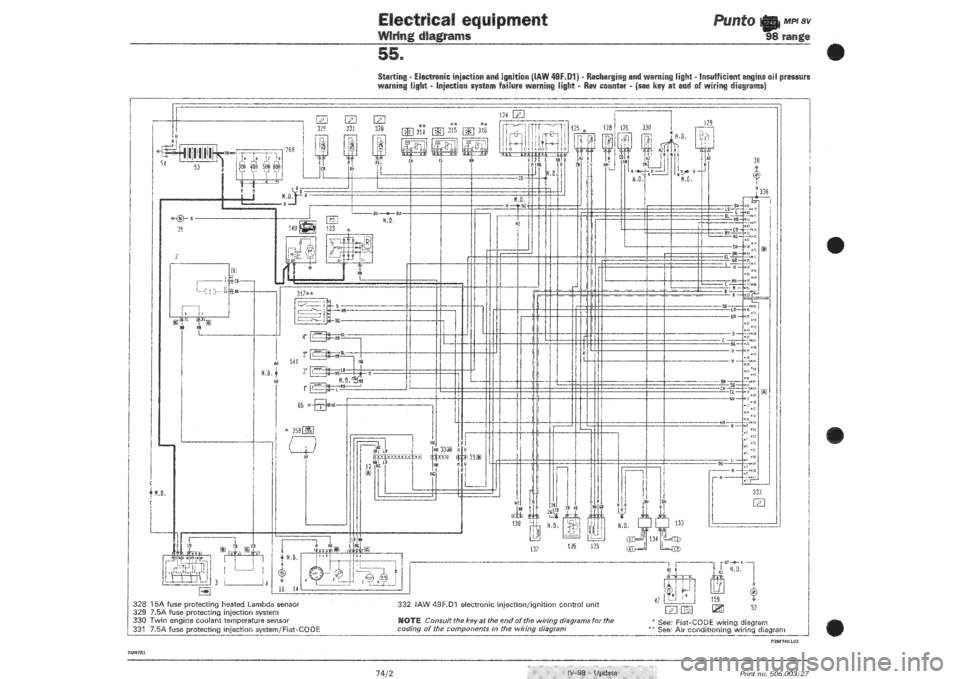 FIAT PUNTO 1998 176 / 1.G Wiring Diagrams Workshop Manual 