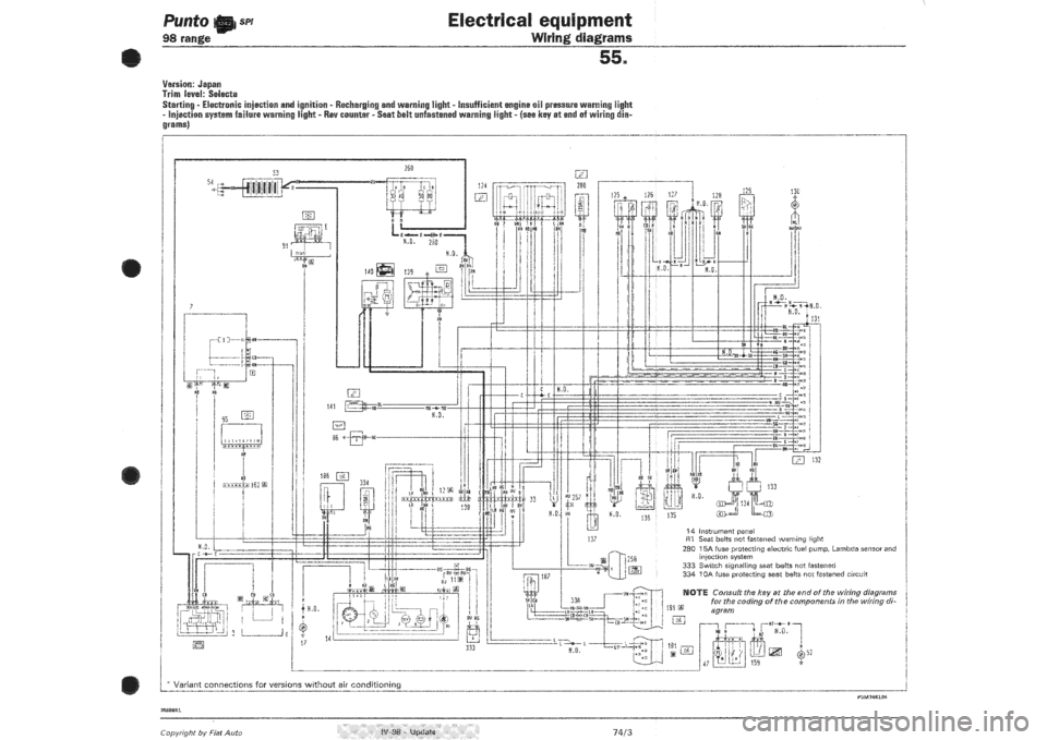 FIAT PUNTO 1998 176 / 1.G Wiring Diagrams Workshop Manual 