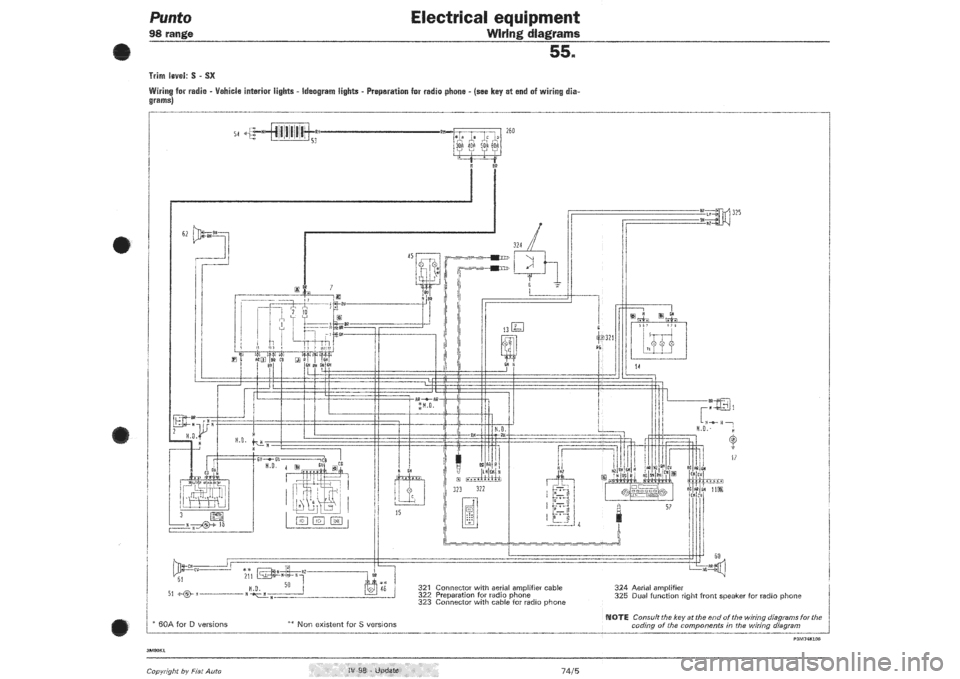 FIAT PUNTO 1998 176 / 1.G Wiring Diagrams Workshop Manual 