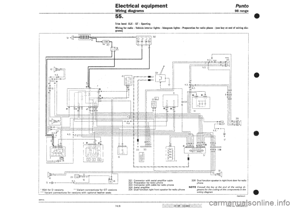 FIAT PUNTO 1998 176 / 1.G Wiring Diagrams Workshop Manual 