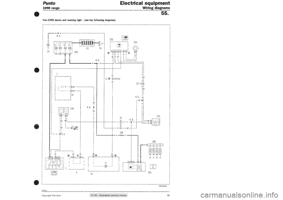 FIAT PUNTO 1998 176 / 1.G Wiring Diagrams Workshop Manual (49 Pages)