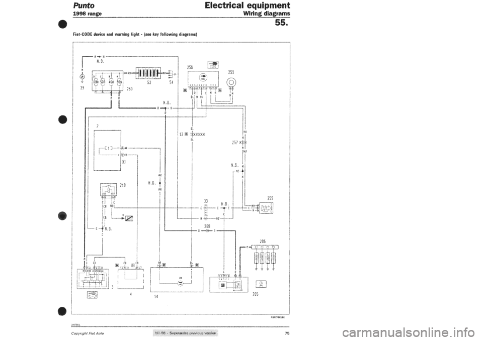 FIAT PUNTO 1998 176 / 1.G Wiring Diagrams Workshop Manual 