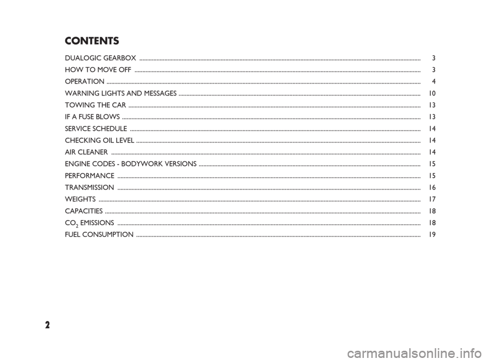 FIAT PUNTO EVO 2009 1.G Dualogic Transmission Manual 2 2
CONTENTS
DUALOGIC GEARBOX ..........................................................................................................................................................................