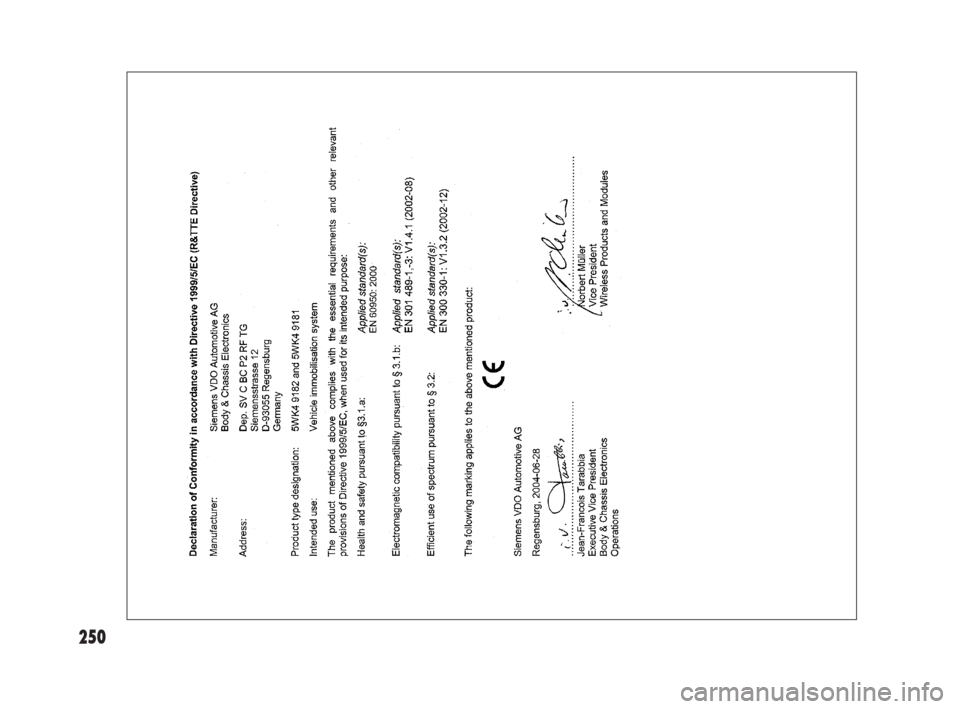 FIAT SEDICI 2007 2.G Owners Manual 250
249-256 Fiat16 New GB 27-11-2007 11:55 Pagina 250 FIAT SEDICI 2007 2.G Owners Manual 250
249-256 Fiat16 New GB 27-11-2007 11:55 Pagina 250