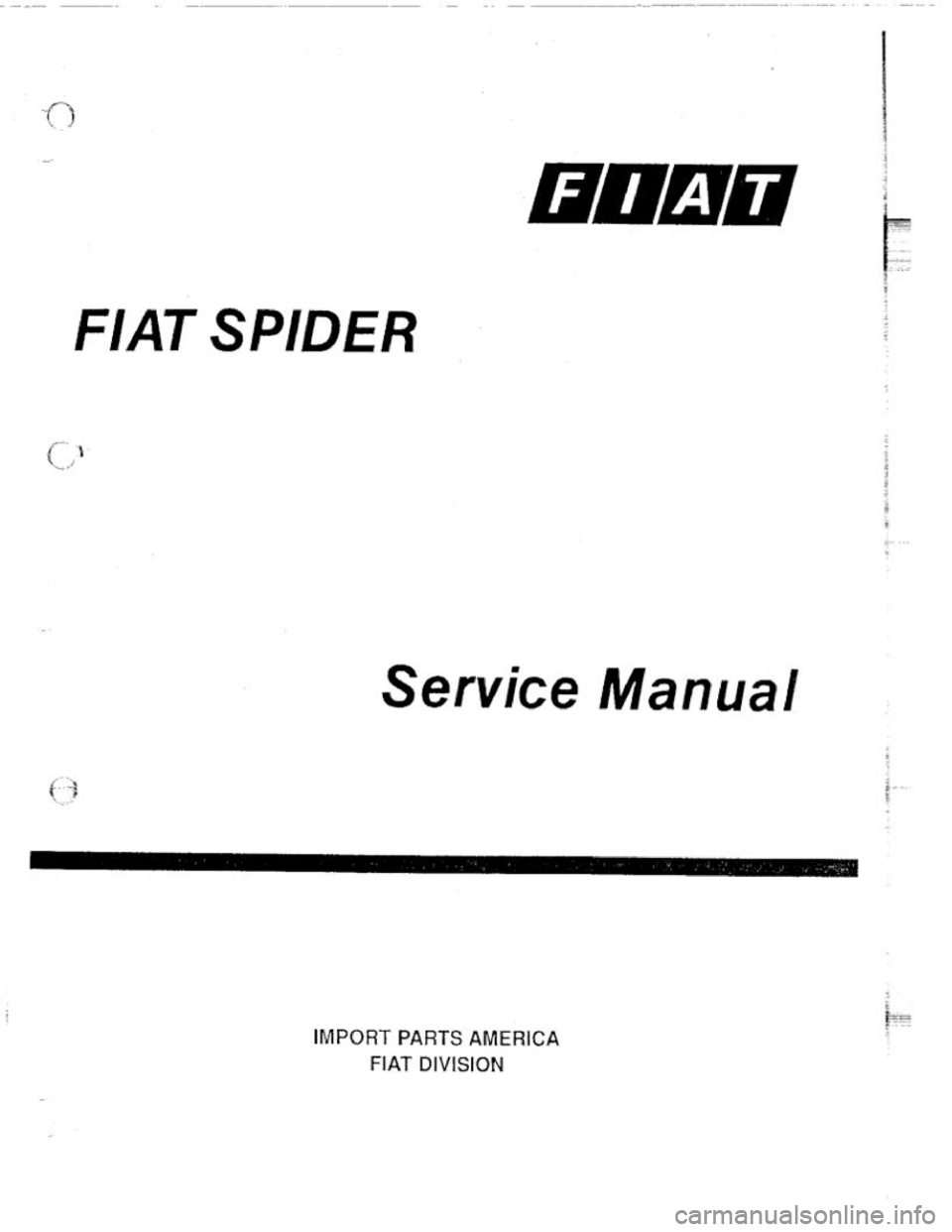 FIAT 124 SPIDER 1975 Service Manual FIAT 124 SPIDER 1975 Service Manual