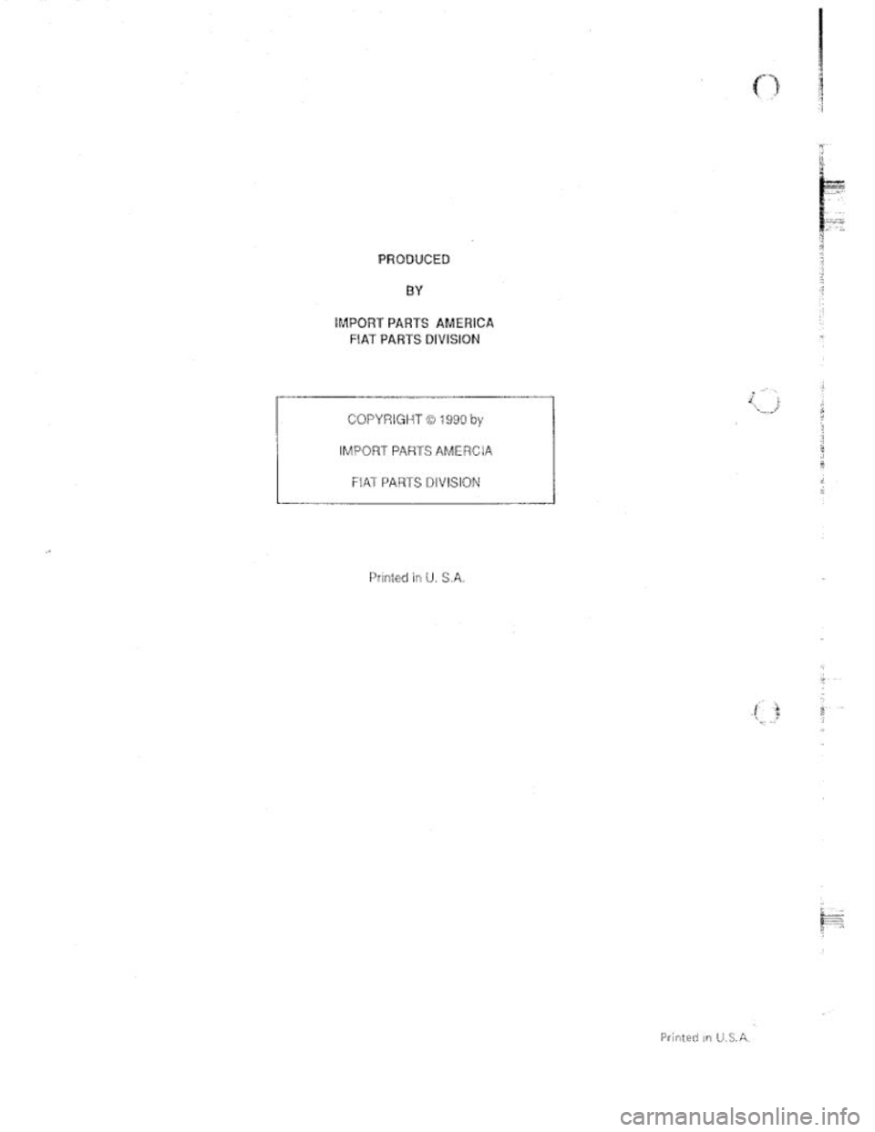 FIAT 124 SPIDER 1975 Service Manual FIAT 124 SPIDER 1975 Service Manual
