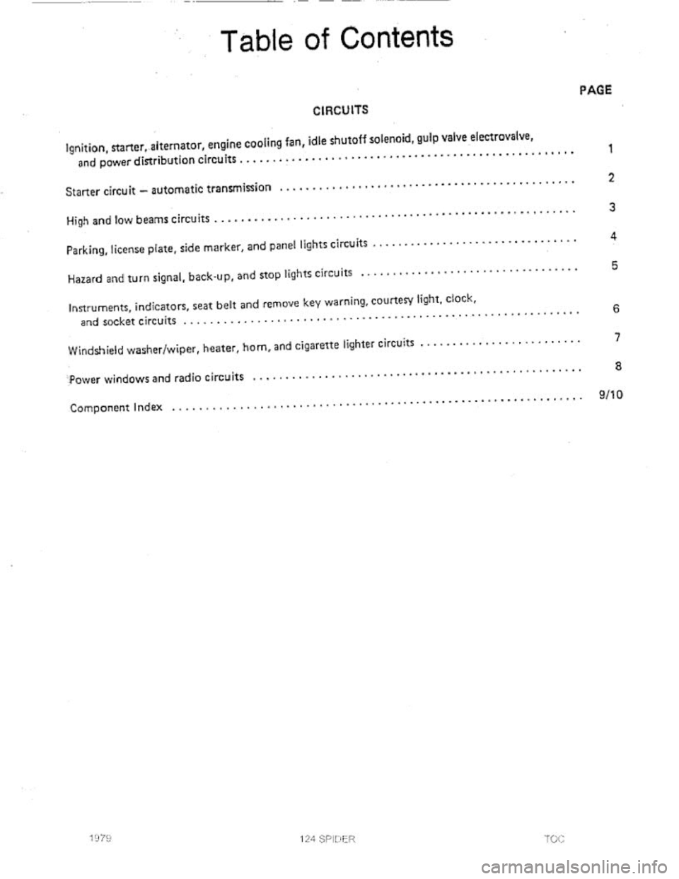 FIAT 124 SPIDER 1975 Service Manual FIAT 124 SPIDER 1975 Service Manual
