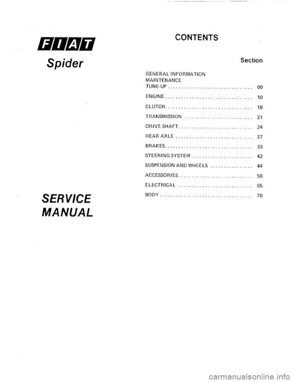 FIAT 124 SPIDER 1975 Service Manual FIAT 124 SPIDER 1975 Service Manual