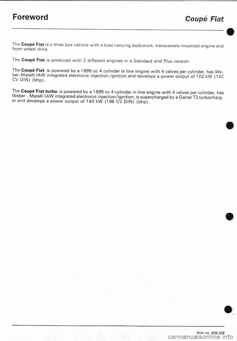 FIAT COUPE 1995 Workshop Manual FIAT COUPE 1995 Workshop Manual