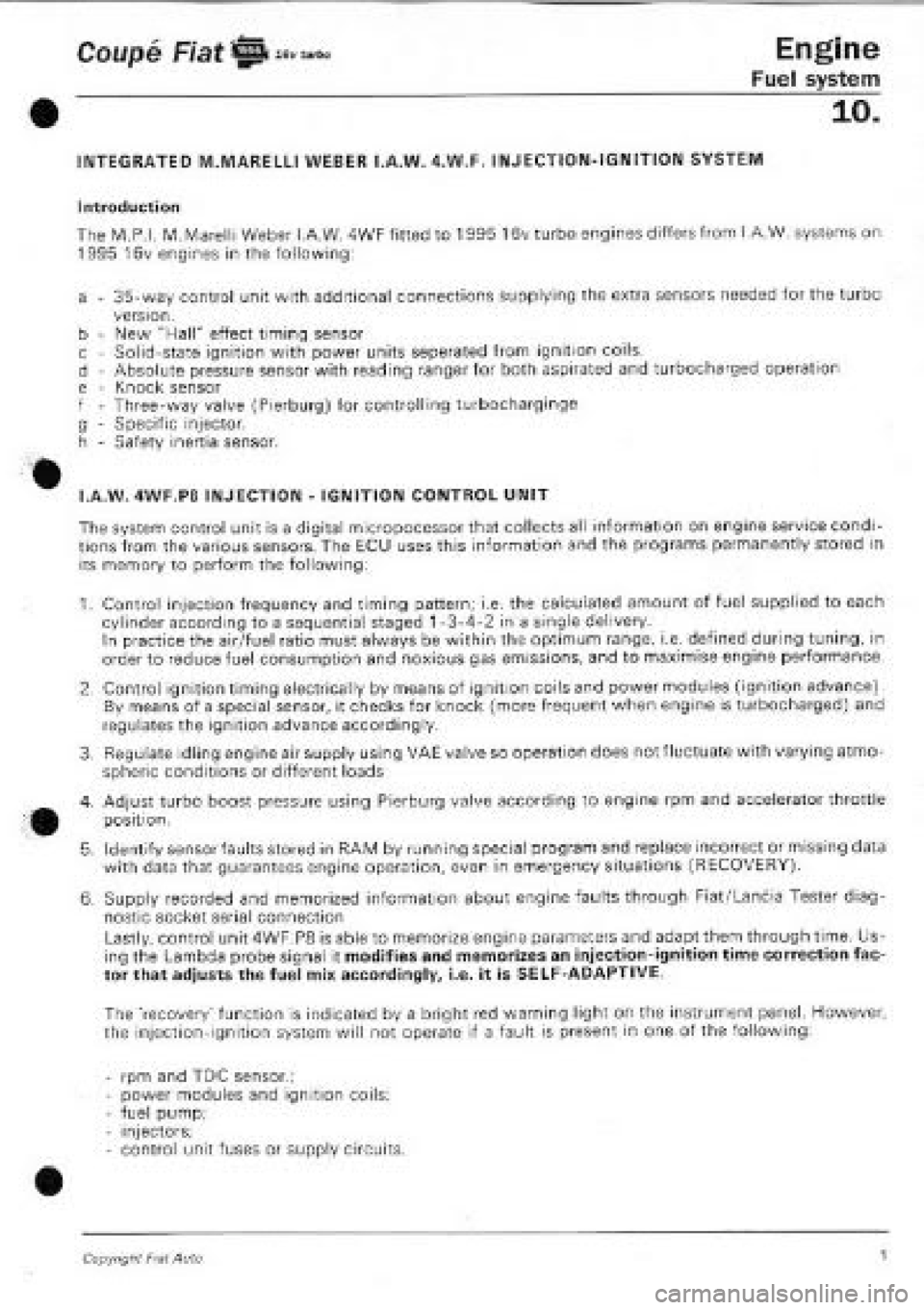 FIAT COUPE 1995 Workshop Manual FIAT COUPE 1995 Workshop Manual