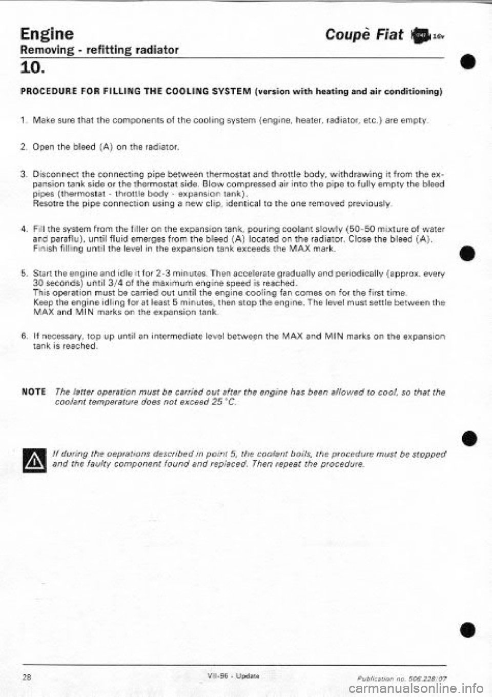 FIAT COUPE 1995 Workshop Manual FIAT COUPE 1995 Workshop Manual