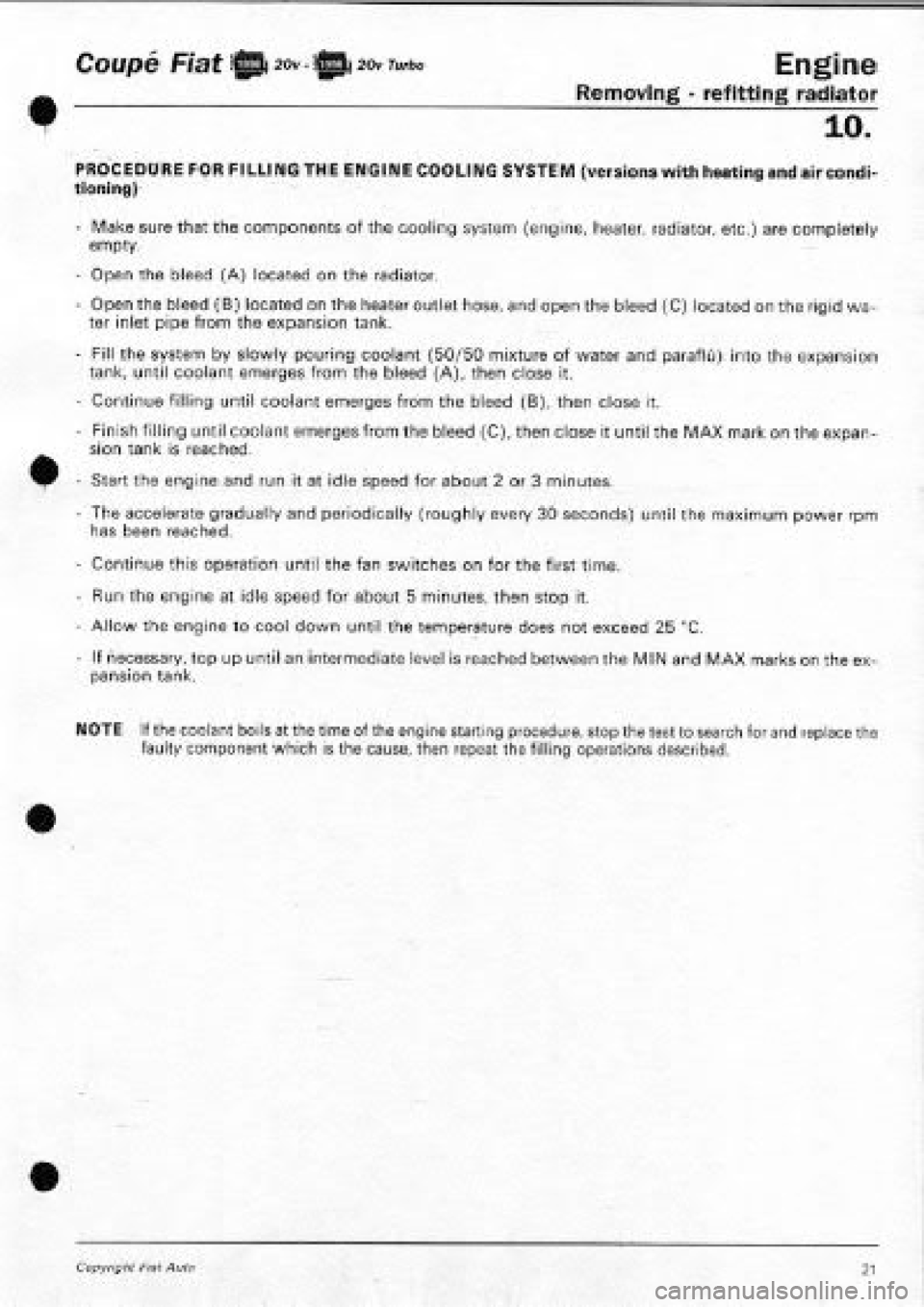 FIAT COUPE 1995 Workshop Manual FIAT COUPE 1995 Workshop Manual
