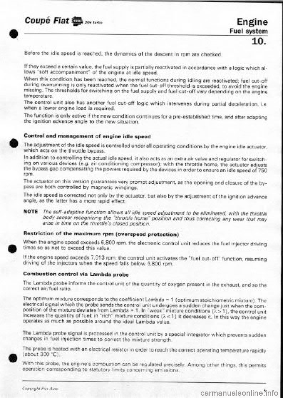 FIAT COUPE 1995 Workshop Manual FIAT COUPE 1995 Workshop Manual