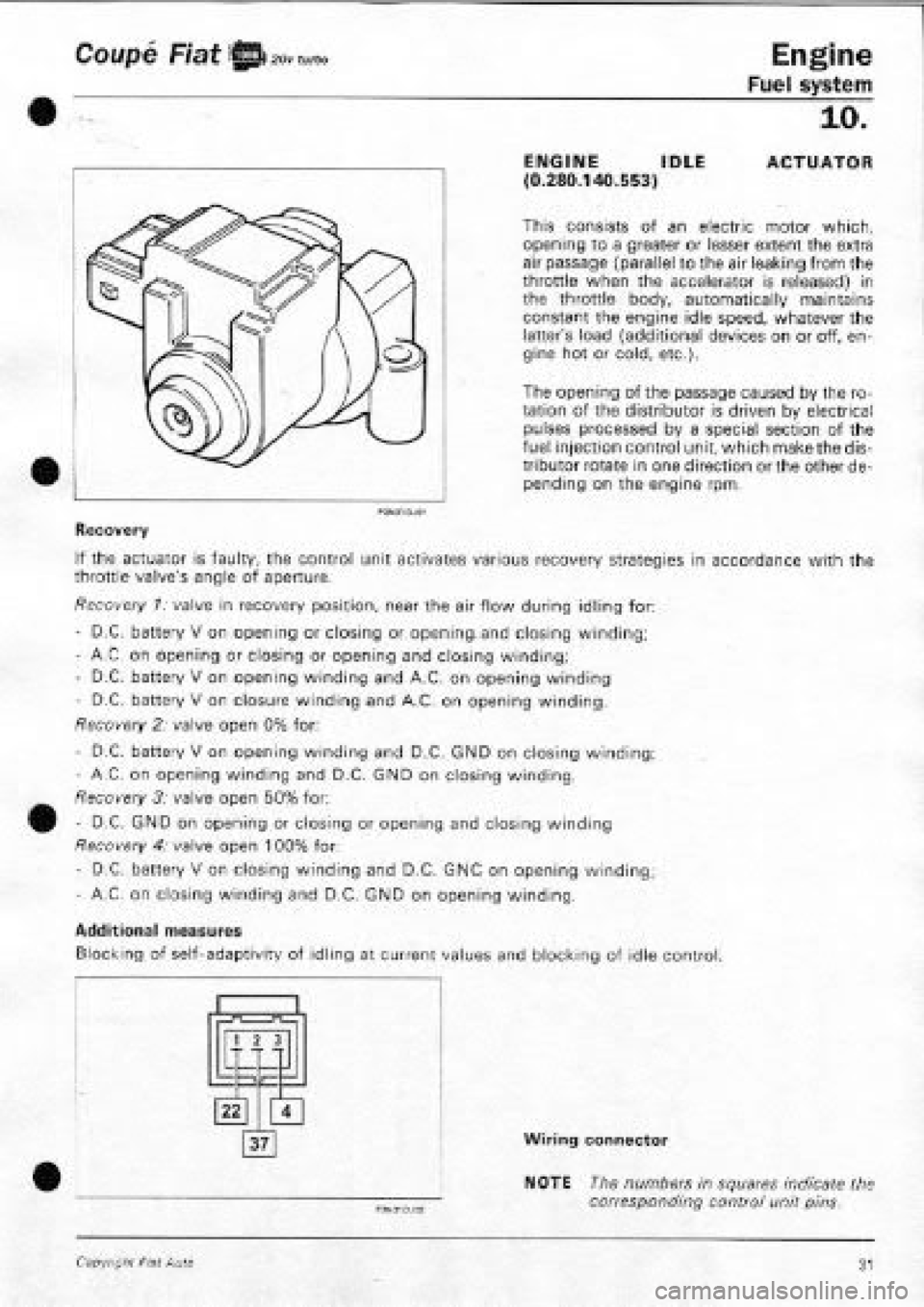 FIAT COUPE 1995 Workshop Manual FIAT COUPE 1995 Workshop Manual