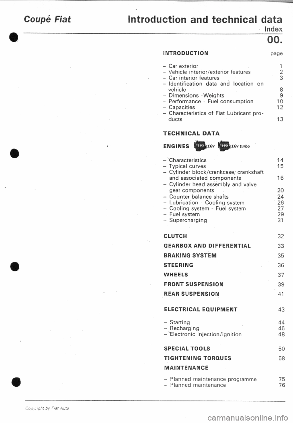 FIAT COUPE 1995 Workshop Manual FIAT COUPE 1995 Workshop Manual