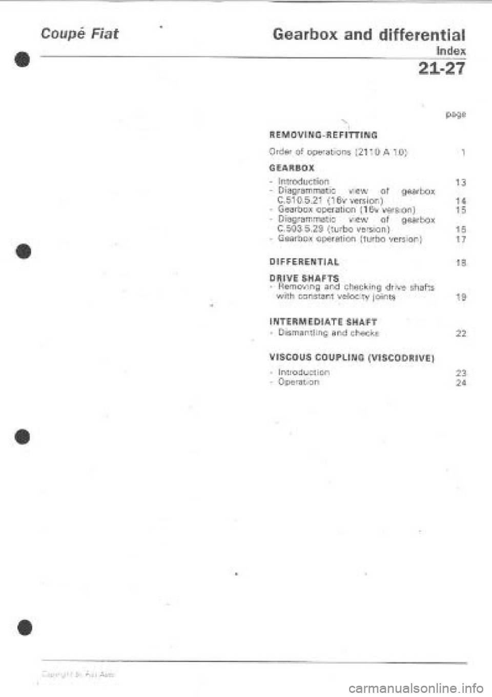 FIAT COUPE 1995 Workshop Manual FIAT COUPE 1995 Workshop Manual