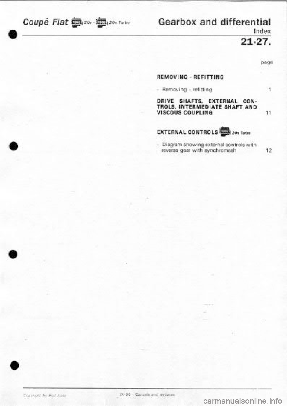 FIAT COUPE 1995  Workshop Manual 