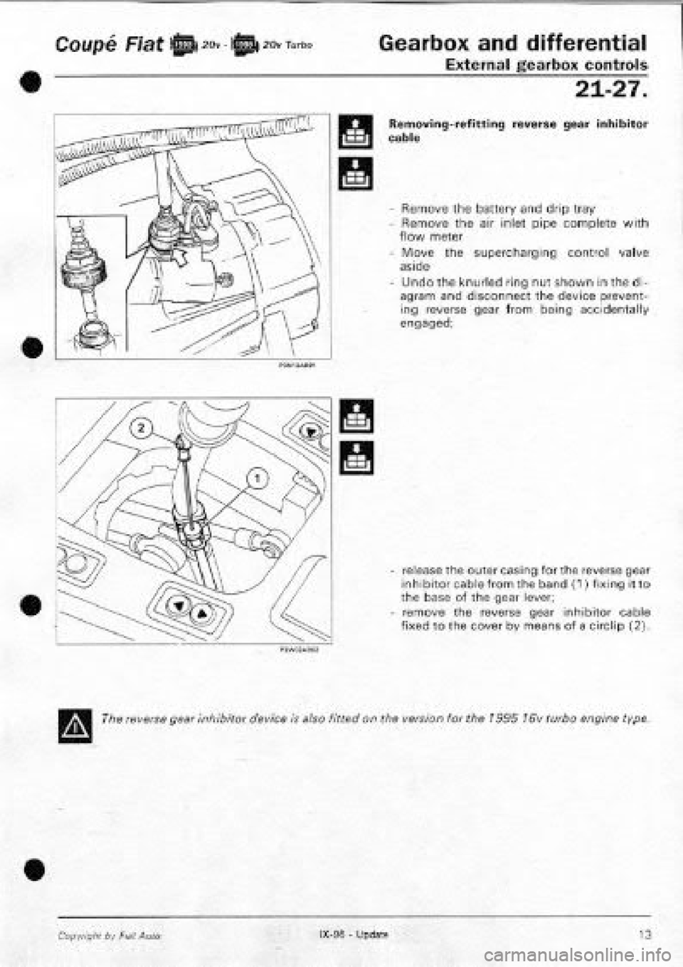 FIAT COUPE 1995 Workshop Manual FIAT COUPE 1995 Workshop Manual